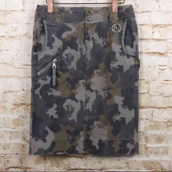 Diesel Dresses & Skirts - Diesel Camo Sakai Twill Utility Pencil Skirt Tan